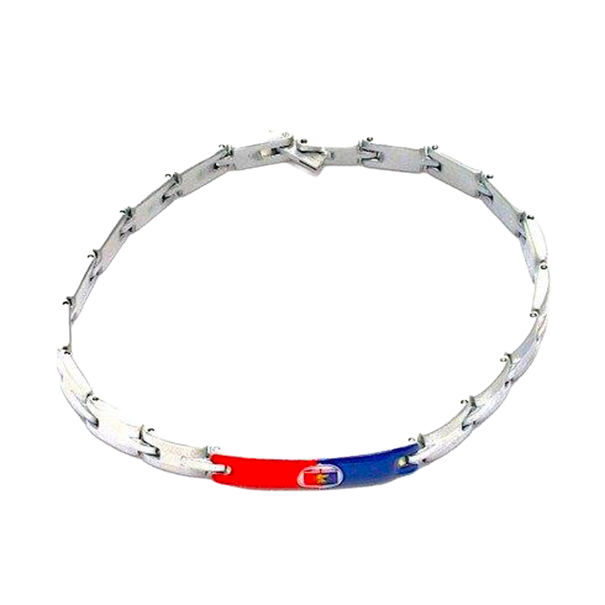 Bracciale maglia acciaio e bandierina smaltata