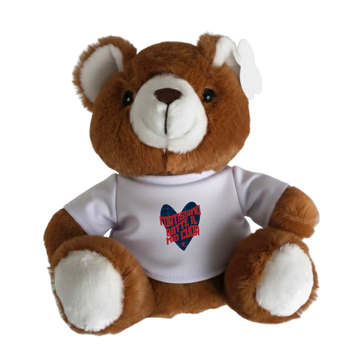 Orsetto peluche maglia “Fortissimo batte il mio cuor”
