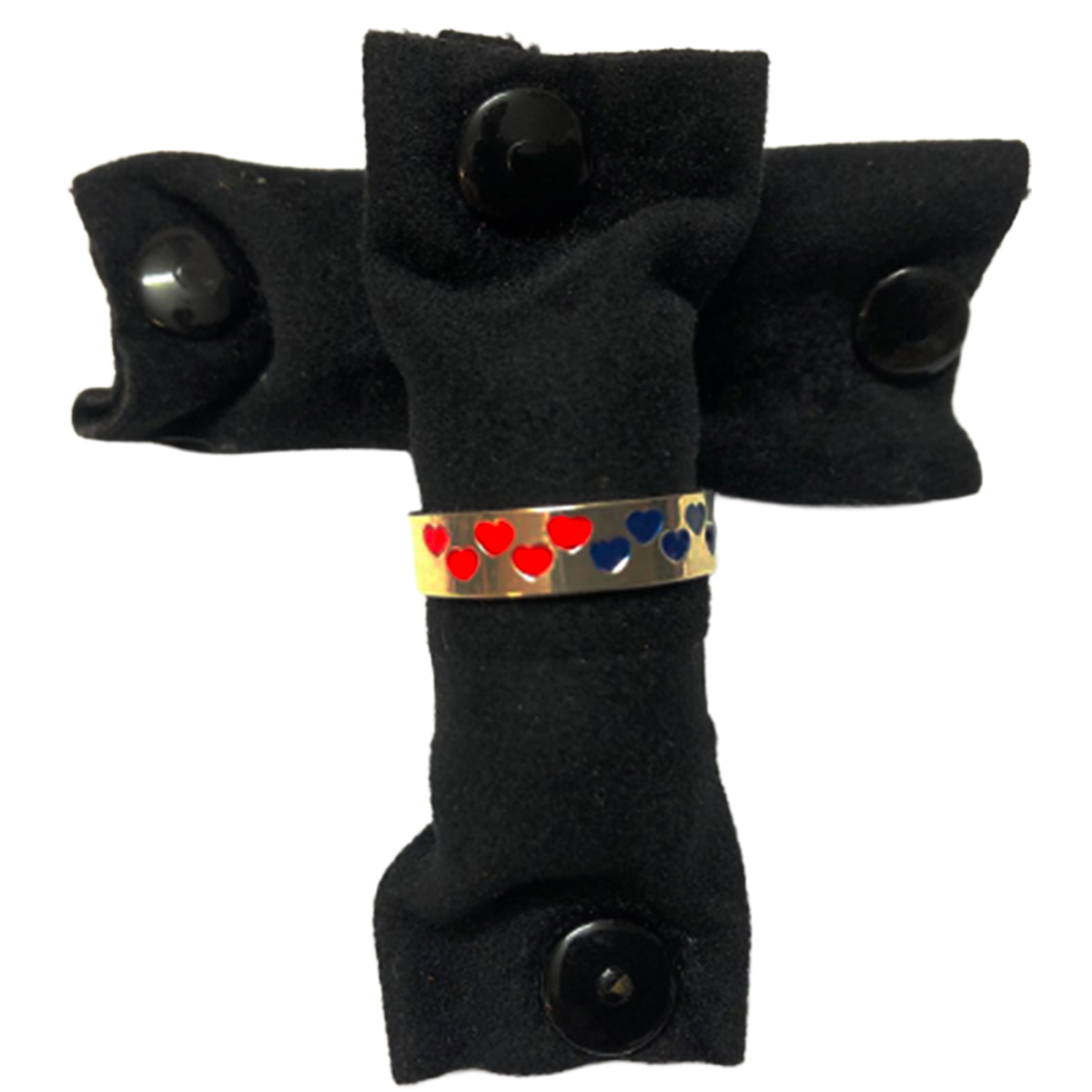 Anello fedina Genoa in Argento 925 e cuoricini smaltati, modello open